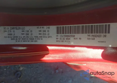 2008 Chrysler Sebring Touring z USA, uszkodzony, nr VIN 1C3LC55R08N235560